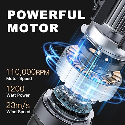 Miniatura 3 de Webeauty Mini secador de pelo con difusor, motor de alta velocidad de 110,000 RPM, protección de iones negativos de 656.2 ft, ajustes de 3