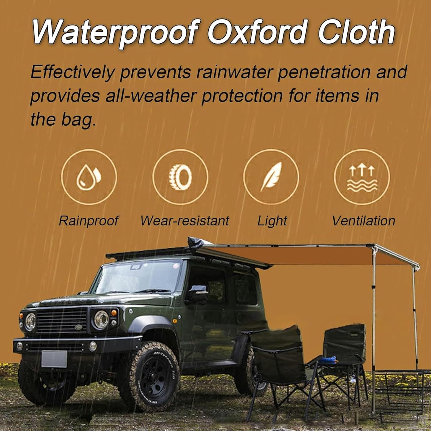 AMNOOL Car Awning with Led Camper Camper Led, Auto/SUV Waterproof Retractile Tent