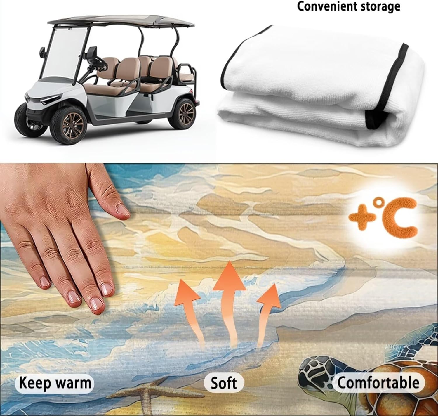 Golf Cart Seat Covers Club Car Universal Golf Cart Seat Towel Blanket with 4 Front Pockets