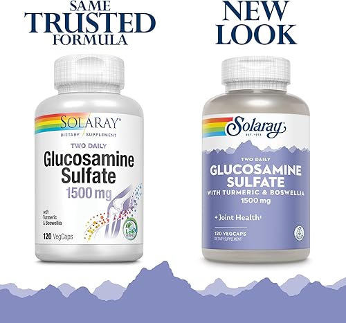 Miniatura 8 de SOLARAY Sulfato de glucosamina de 1500 mg, suplemento de apoyo saludable para las articulaciones, potente fórmula de tejido conectivo y salud