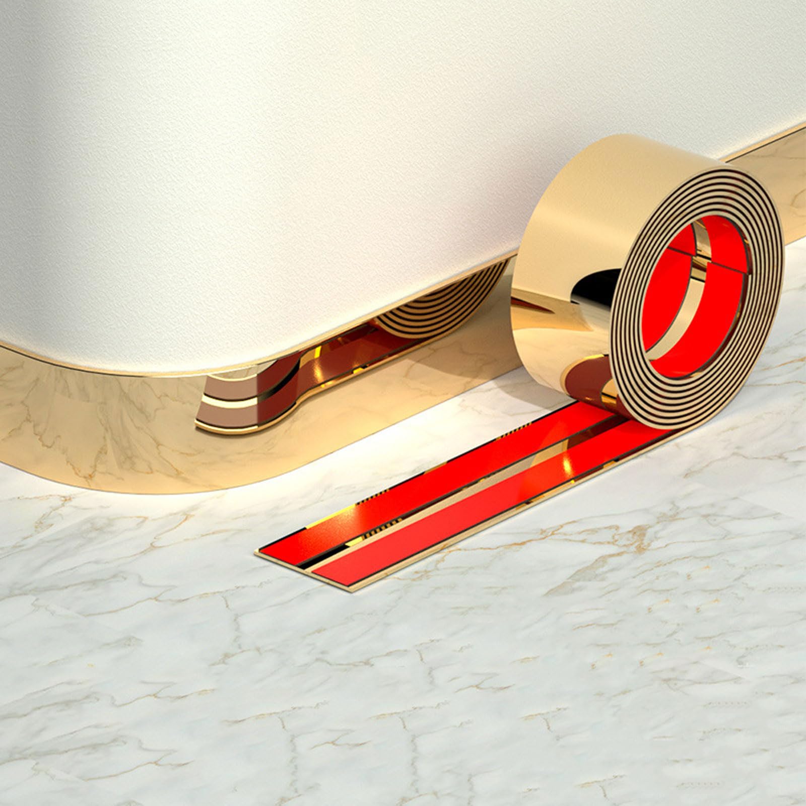QIPN 16.4ft Self Adhesive Metalized Molding Trim Stainless Steel Molding & Wall Trim Wall Molding Trim Tape for Ceiling, Mirror Frame and more(Size:Width 4cm/1.57inch,Color:Glossy gold)
