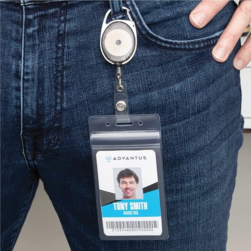 Miniatura 7 de ADVANTUS 75524 - Soporte para tarjetas de identificación resellable vertical tamaño de inserción de 2625 x 375 pulgadas pre-perforado caja de 50