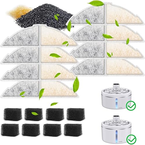 Paquete de 8 filtros de fuente de agua para gatos, filtros de repuesto para fuentes de gato de 3L102 onzas, para fuente de mascotas W03B, 8 filtros