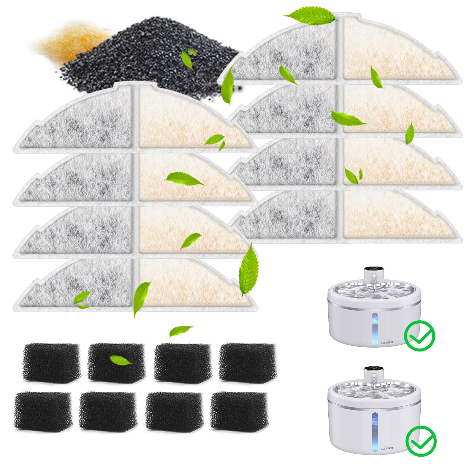 Wireless Cat Water Fountain with Stainless Steel Tray, 102oz/3L Pet Water Fountain for Cats Inside, Cat Fountain for Drinking with Motion Sensor, Ultra Quiet Pump (Filter, 8Filters+8Sponges)