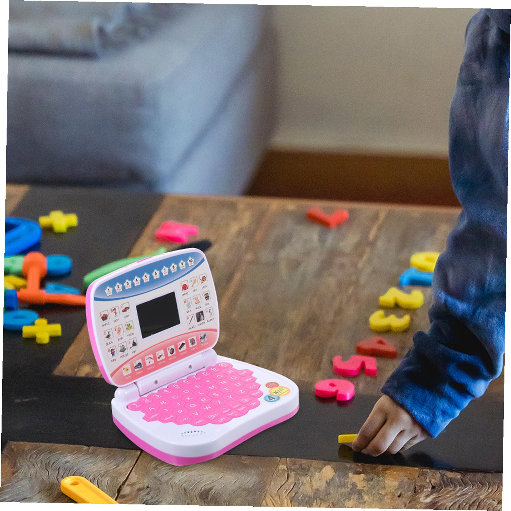 Giocattolo per Computer Portatile per 1-3 Anni, Mini Laptop Educativo Schermo LED e Funzione Musicale, Giocattolo Didattico Portatile per Età Prescolare, Apprendimento Interattivo