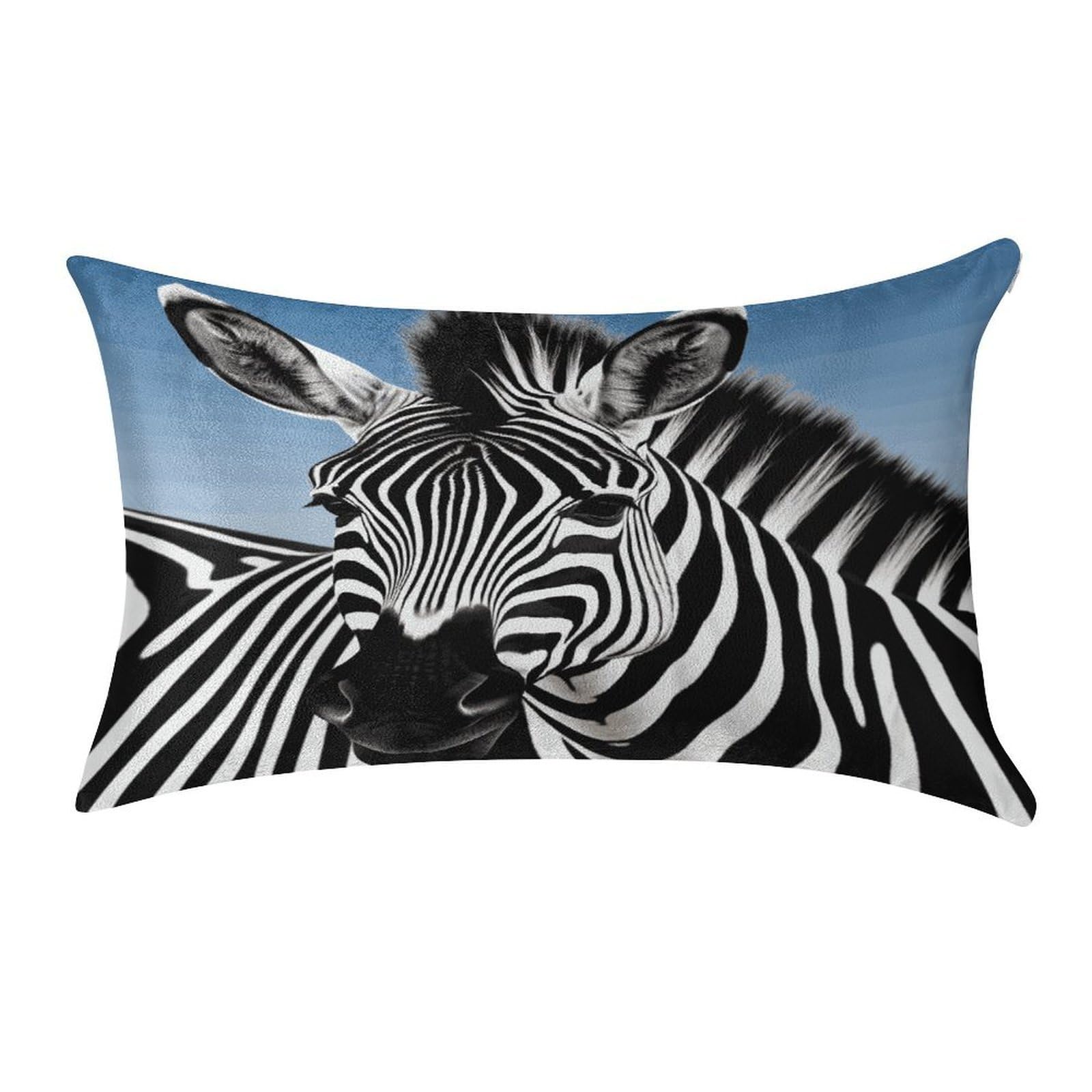 FekiLoot Zebra Pillowcase Velvet Throw Pillow Cover Soft Lumbar Pillow Shells Rectangle Cushion Cases with Zipper Luxury Cozy Pillows Shams for All Seasons 12 X 20 in