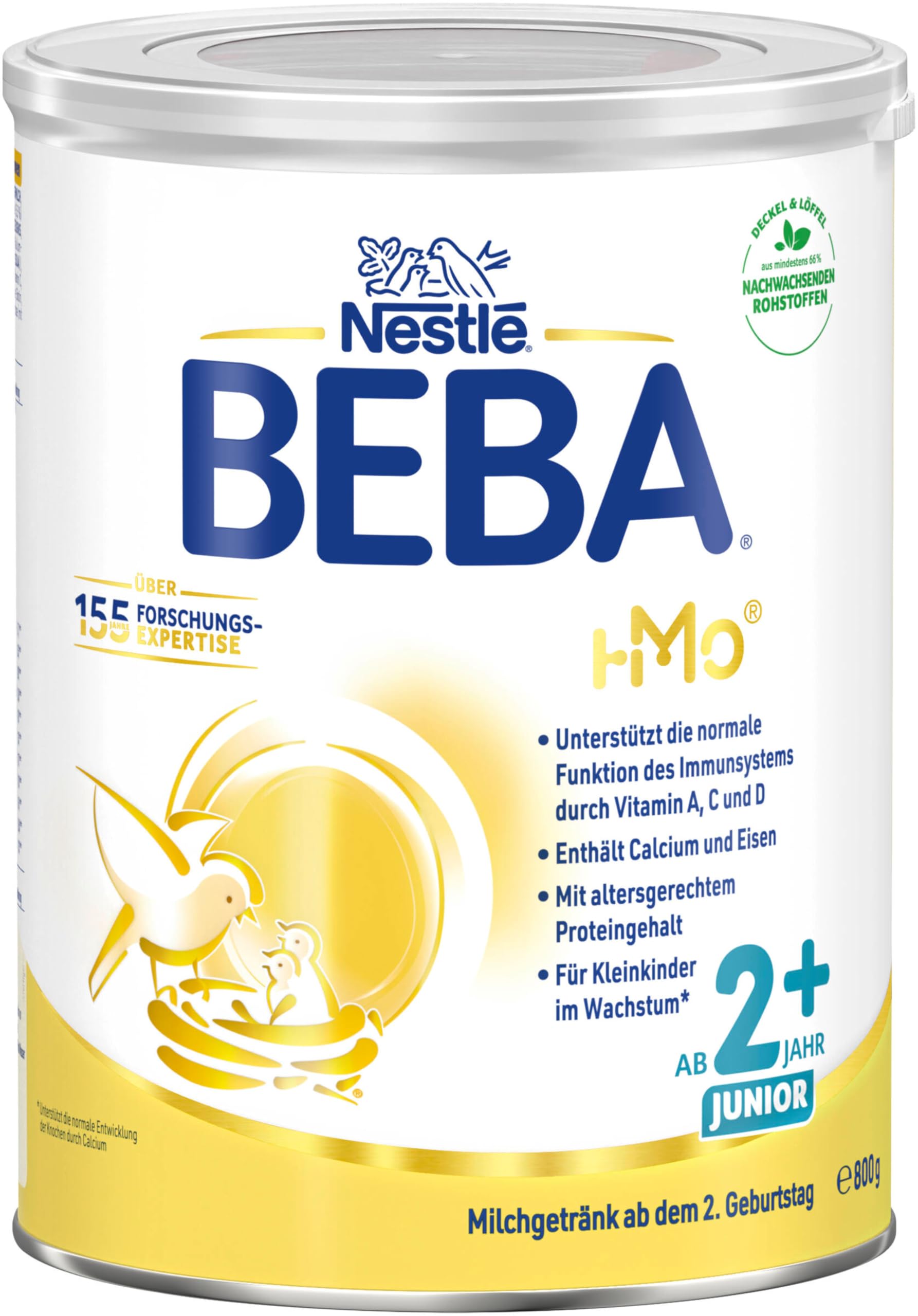 BEBA Junior 2+ Milchgetränk ab 2. Geburtstag, Mit HMO, 3er Pack (3 x 800g)