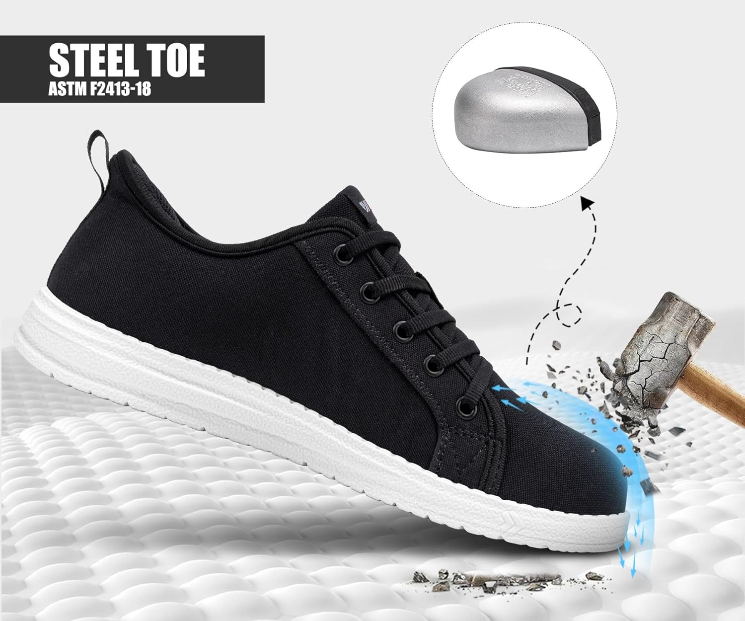 LARNMERN Slip On Steel Toe Shoes Women Work Walking Sneakers Skate Hands Free Safety Tennis Shoes