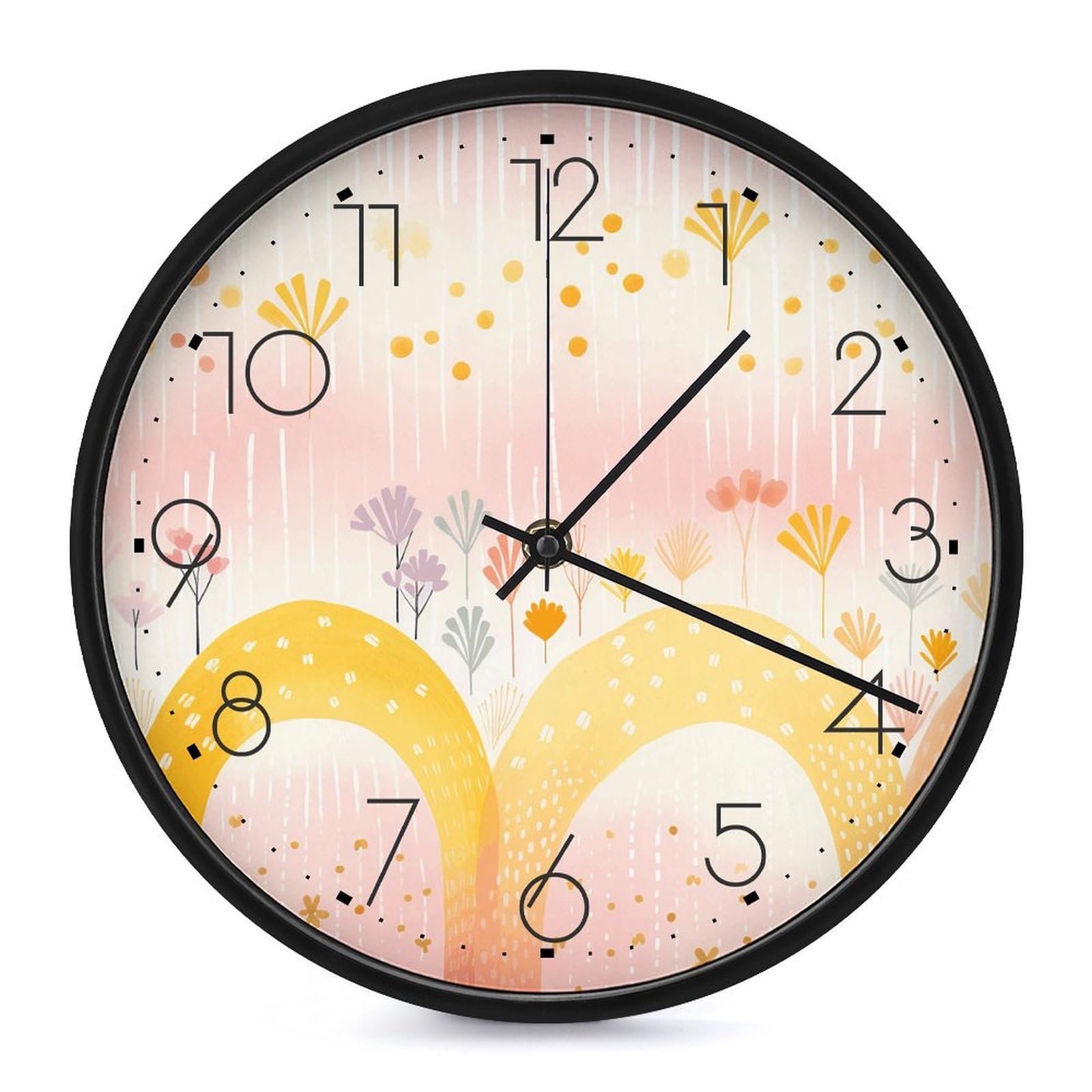 Adfgyerh Black-Style Several Rainbows Clock，9.8 Inch Battery Operated Wall Clock Classic Simple, Decorative Wall Clock.analog Clock For Kitchen Office Bathroom Bedroom.