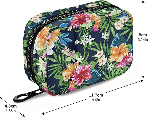 Miniatura 3 de Tarity Organizador semanal de píldoras con bolsa de flores tropicales, caja de 7 días, contenedor grande, para medicina de viaje, portátil,
