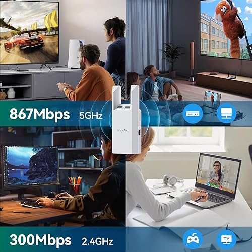 Miniatura 3 de Tenda Extensor de alcance WiFi AC1200 - Extensor WiFi con puerto Gigabit Ethernet, amplificador de señal doméstica de 1.2 Gbps, doble banda, hasta