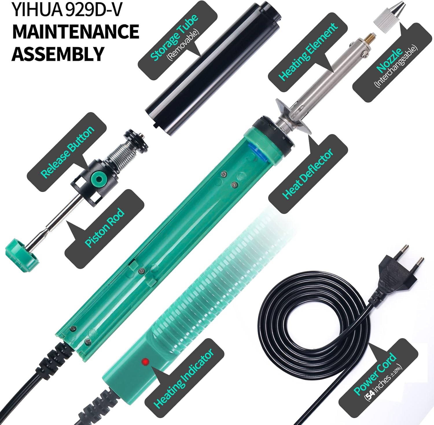 Exploded view of YIHUA 929D-V components