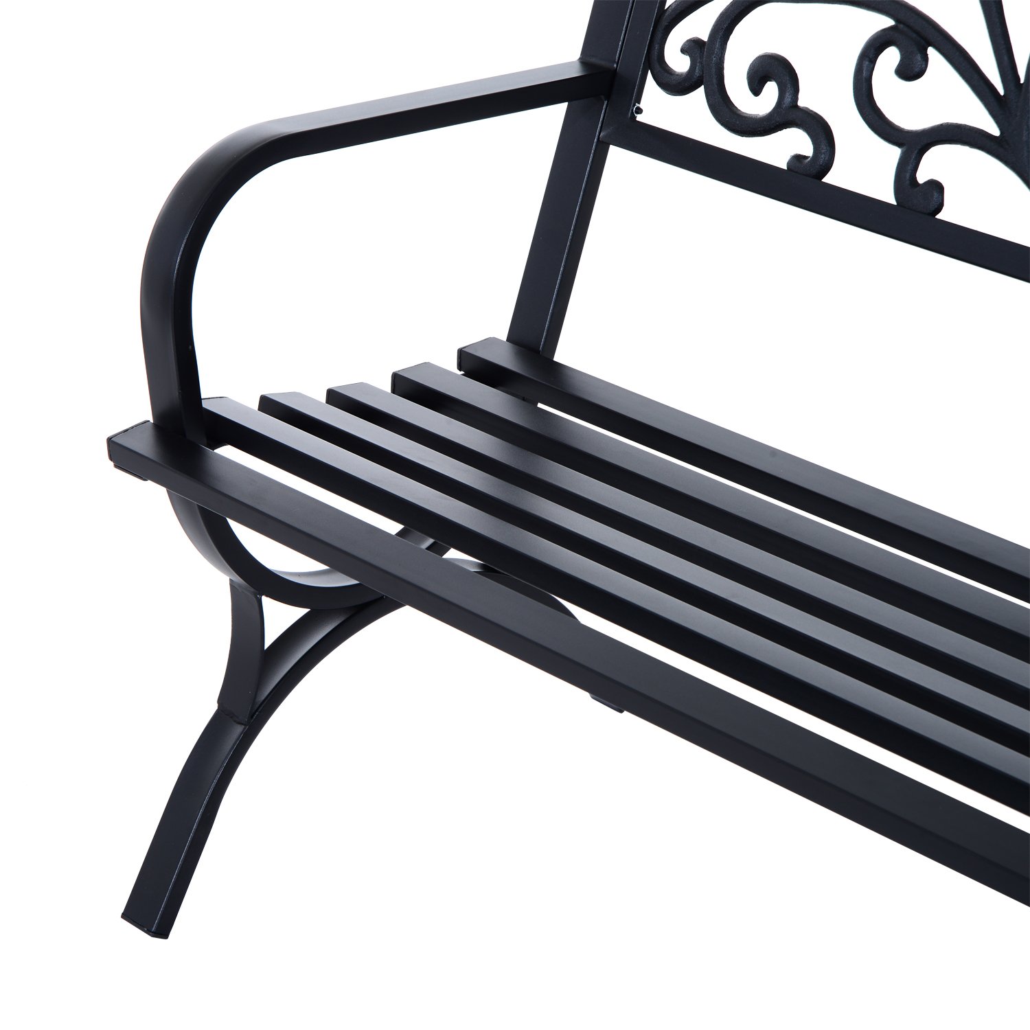 Outsunny Banco de Jardín de 2 Plazas Banco de Terraza de Hierro con Diseño Clásico Patrón Floral Carga 240 kg 127x60x85cm Negro
