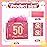 Powbrace 13 Pink 50th Birthday Gift Bag with Tissue Paper and Greeting Card for Party,Happy Birthday Gift Bag for Men Women,Gift Bags Medium size(1 Pink 50th)