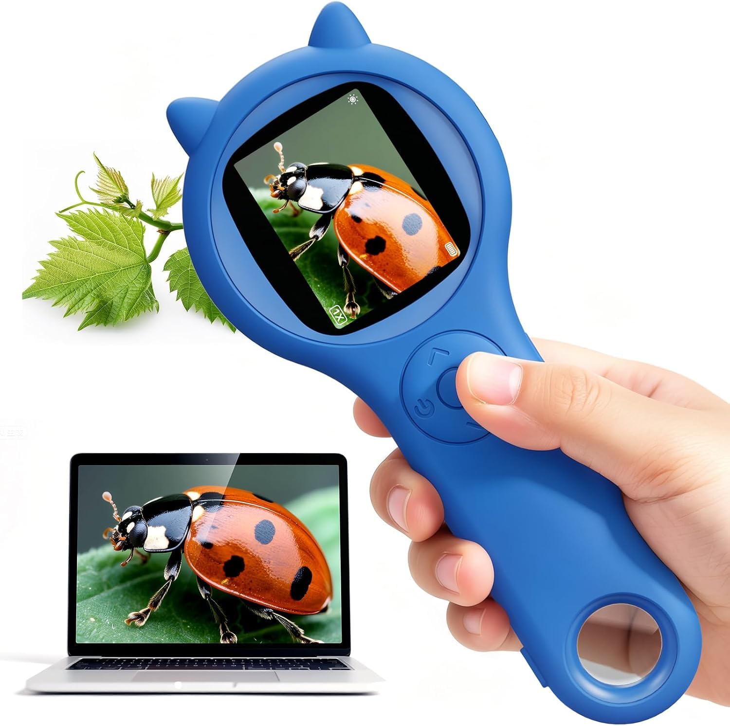 Kids Digital Microscope for Boys, 500X Handheld Microscope-Dark Blue