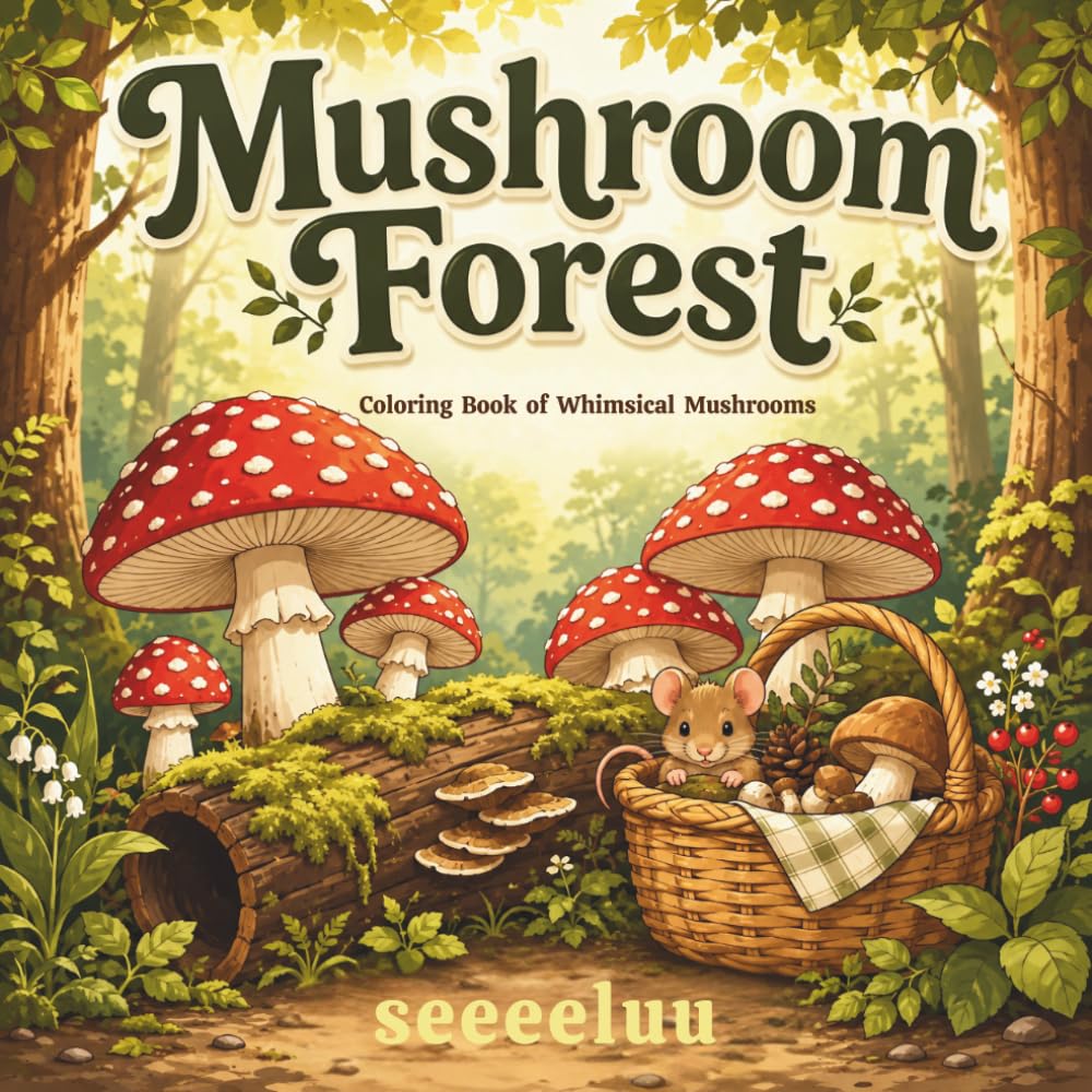 Mushroom Forest: A Bold & Easy Adult Coloring Book of Whimsical Mushrooms, Toadstools & Woodland Foraging Scenes (Bold & Easy Coloring Collection)