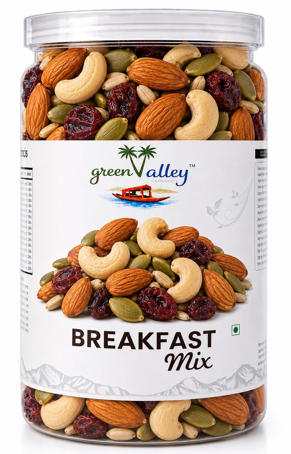 Green Valley Breakfast Mix | Premium Mixed Nuts, Seeds & Dried Fruits | Healthy Snack & Breakfast Topping | Rich in Protein & Fiber | 500g-image-41