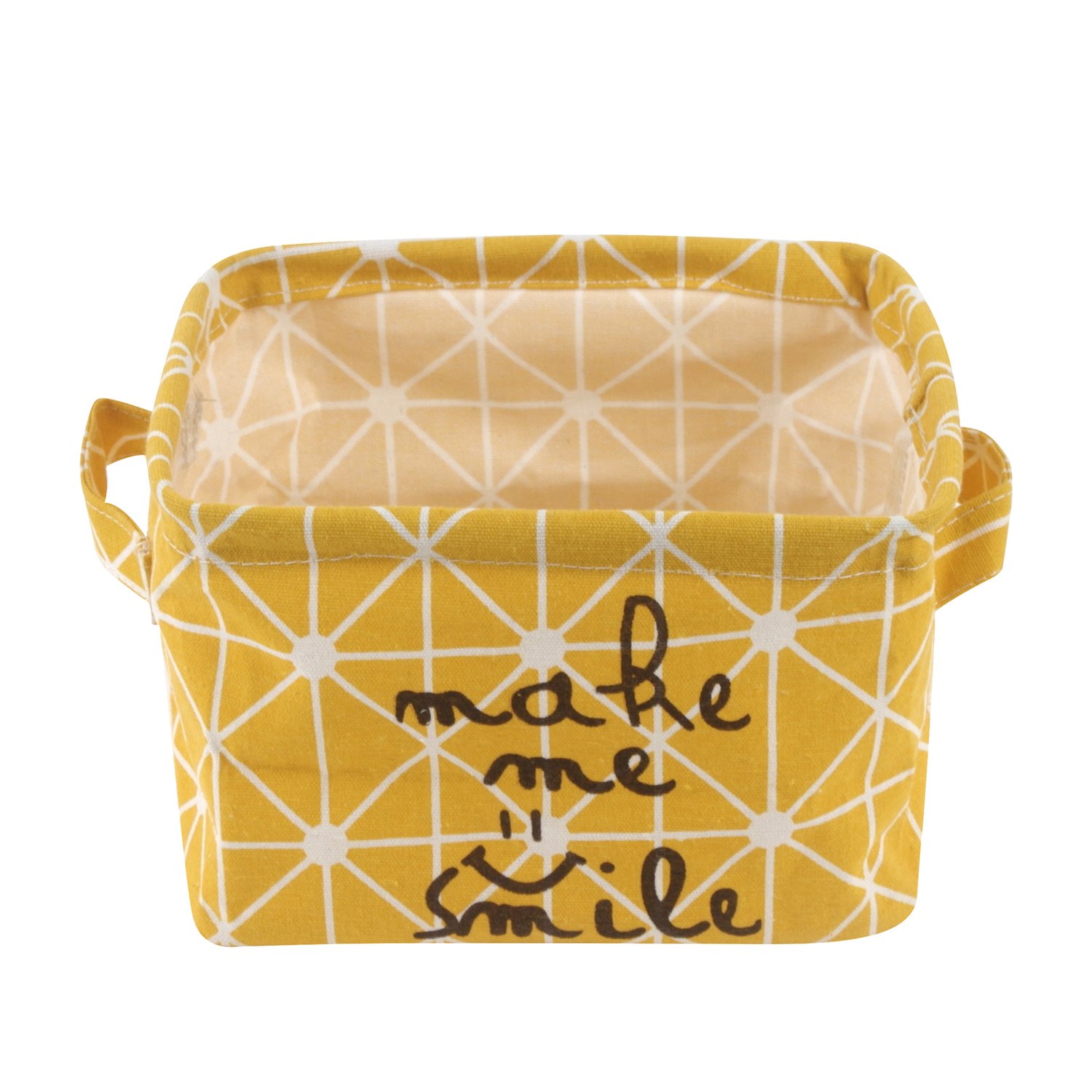 Small Foldable Storage Basket Canvas Fabric Organizer Collapsible and Convenient for Nursery Babies Room by USATDD (Yellow)