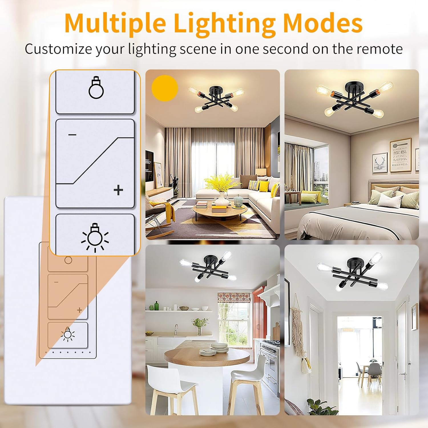 New Wireless Dimmer Switch, 2 Remote Light Switch and 2 Receiver kit, Compatible with Alexa Voice Control, Single Pole Smart Wall Switch Lighting Fixture for Ceiling Lights Lamps, Support 2.4G&5G