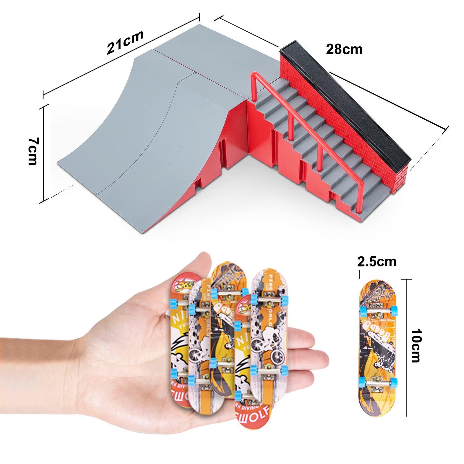 Zestaw ramp na deskorolkę, mini podstrunnica, zestaw ramp do jazdy na deskorolce, palcach, deskorolce, rekwizyty sportowe (B)