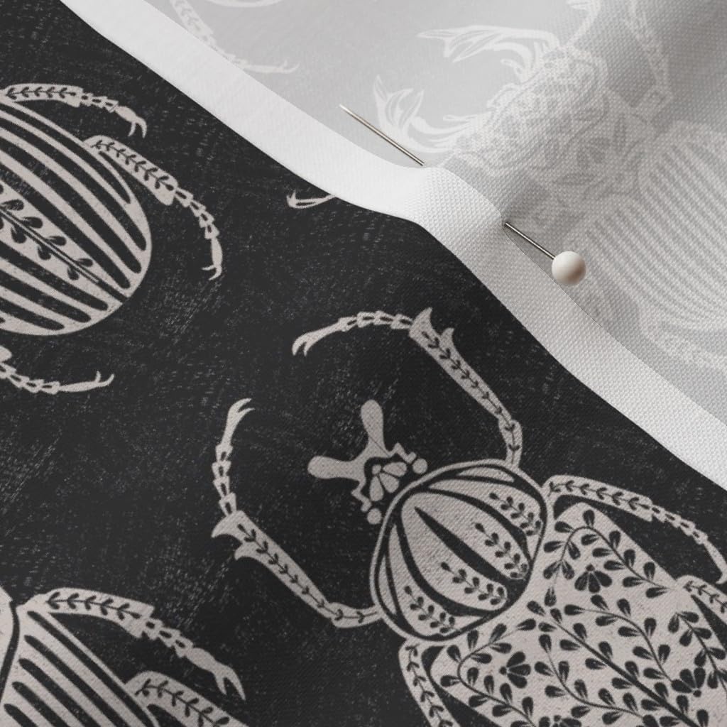 Spoonflower Fabric - Beetle Entomology Black White Big Insect Geometric Printed on Petal Signature Cotton Fabric Fat Quarter - Sewing Quilting Apparel Crafts Decor