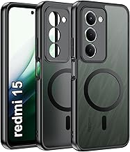 Effcotuo Magnetic Case for Redmi 15 4G/5G (171) Case with MagSafe, Anti-Fall Soft Silicone + Frosted Acrylic Case, Translucent Matte Back Case Cover Slim Shockproof – Black