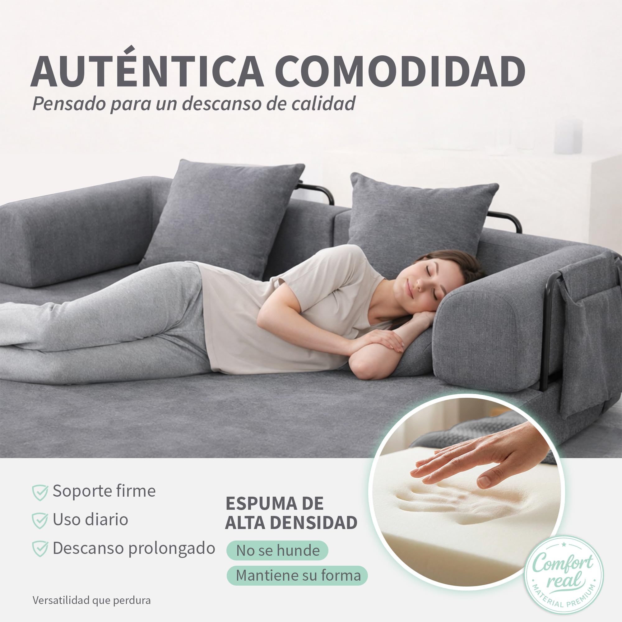 Lynna Sofa Cama 3 plazas sin Montaje – Sofa Modular autoexpandible Convertible en Cama Doble Grande, cómodo y versátil para Salones Modernos y Pisos pequeños, 200x94x70 cm (Gris Oscuro)