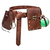 Renaissance Belt Pouch Coin Purse Witch Alchemist Potion Bottle Vilas Hook Set Medieval Festival Costume Accessories (Bottle Pouch-Brown)