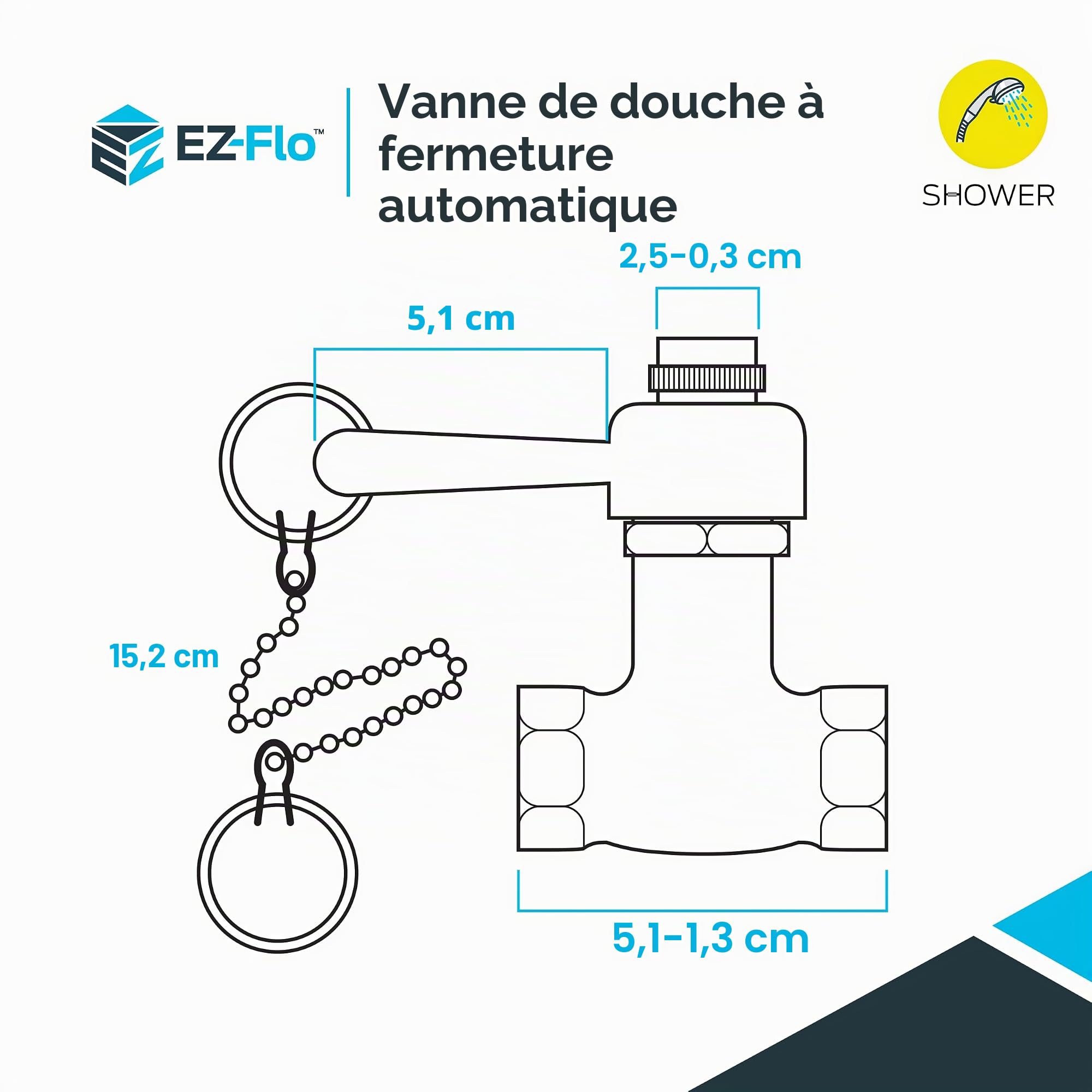 EZ-FLO 10789 Robinet de douche à chaîne à fermeture automatique