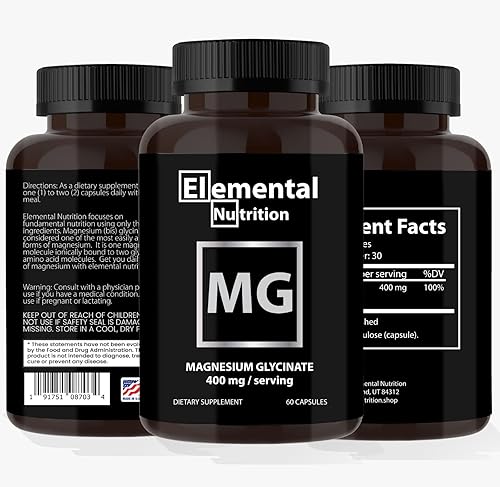 Miniatura 4 de Glicinato de magnesio - 400 mg por cápsula, magnesio puro con tamaño de porción 2, porción por recipiente 30, complejo con glicina para una máxima