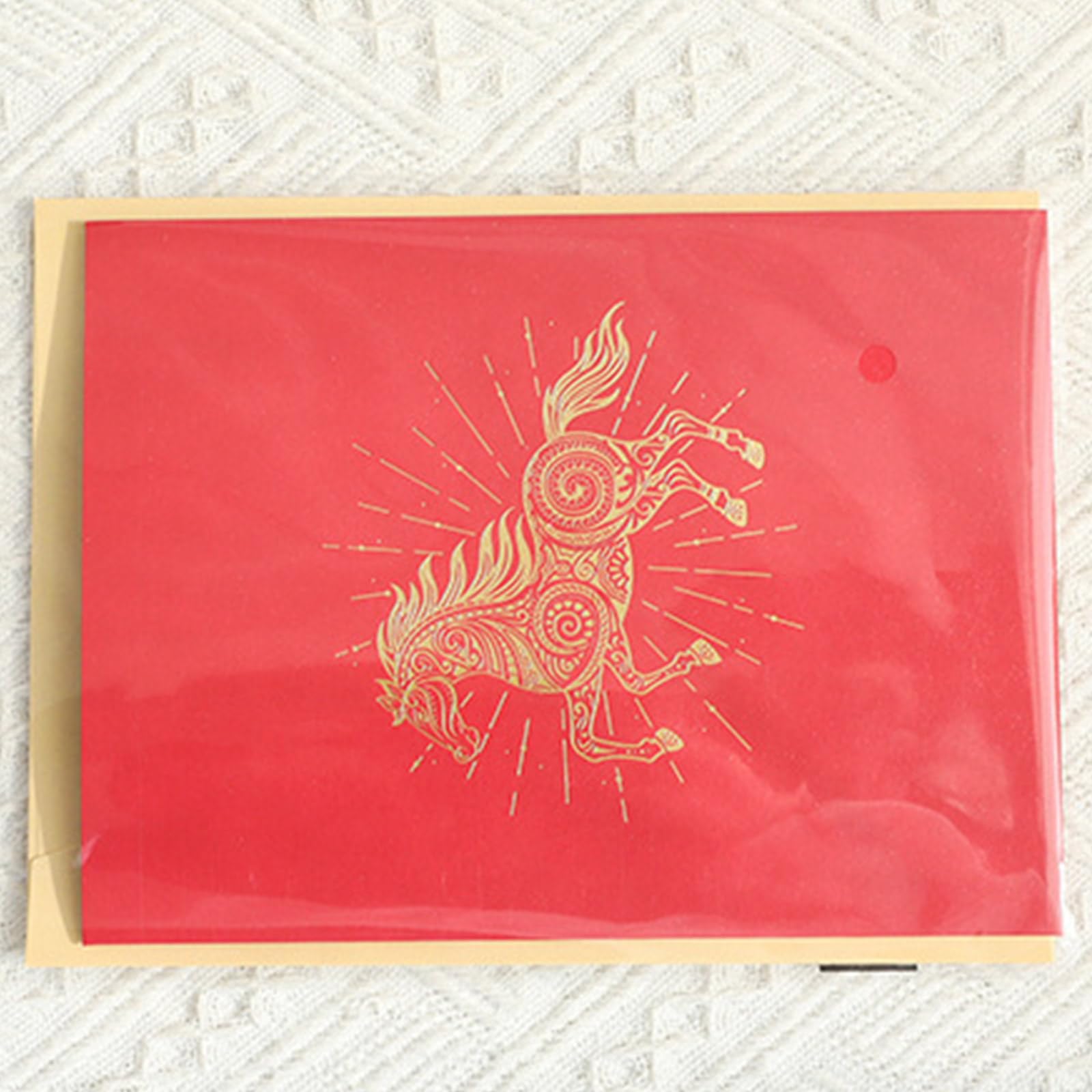 Ljmyy Elegant Popup Horse Greeting Card For Chinese New Year Elegant Gold Foils Card For Festive Celebration