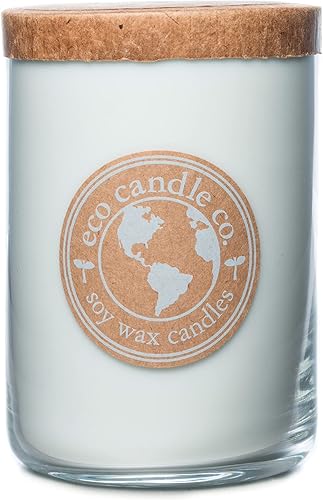 ECO CANDLE CO. Vela reciclada, día de spa, 26 onzas - Aromas de flores, almizcle, melón, cítricos y aire de océano - 100% cera de soja, sin plomo,