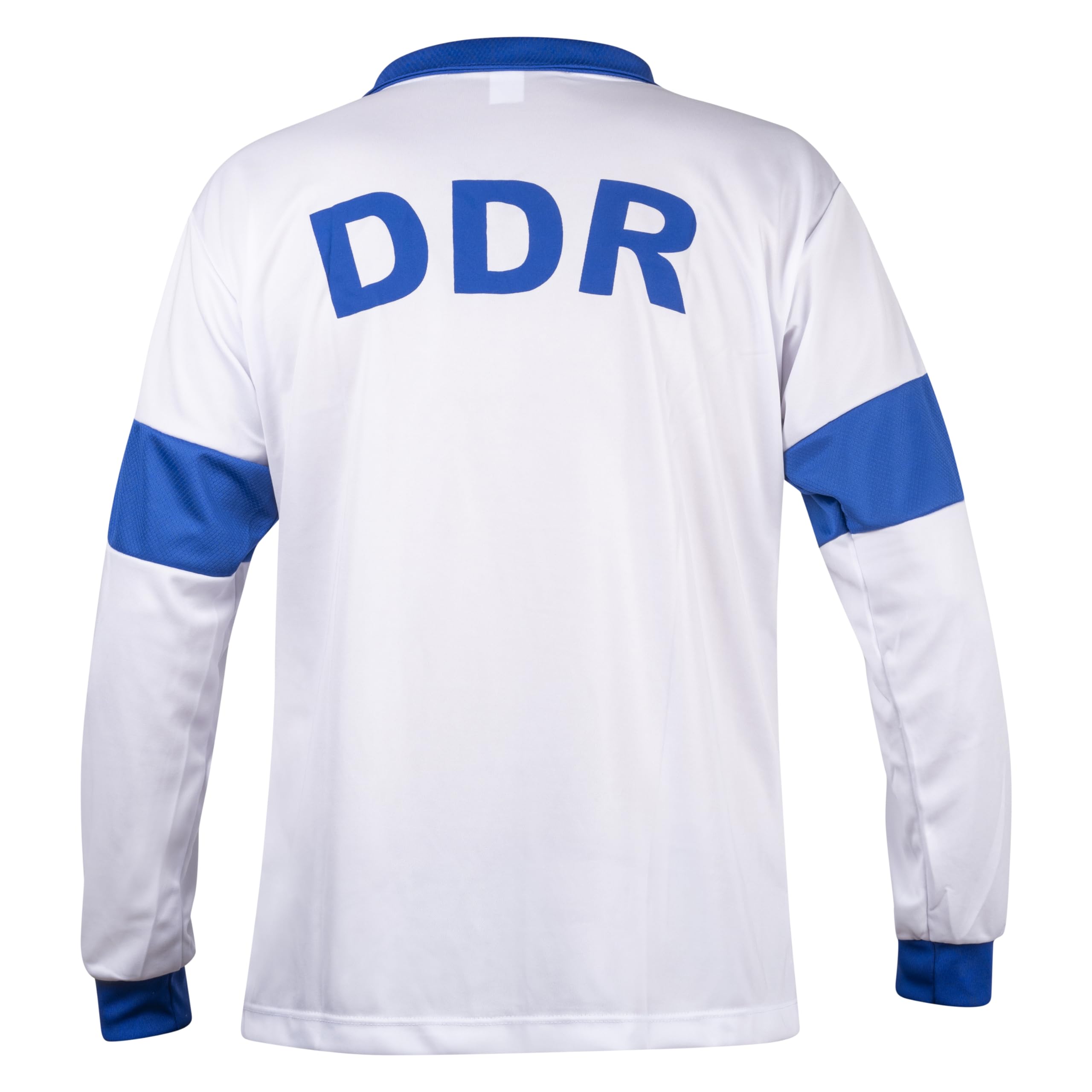 Alemania Oriental DDR Camiseta de Fútbol de Manga Larga Deporte Retro Vintage Blanco y Azul