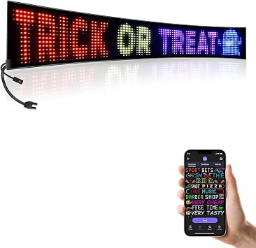 Large Programmable Indoor Windows LED Signs, P10 Resolution LED Sign,Bluetooth APP, for Cars Business Bars Gaming Rooms Restaurants Festivals 77"x 8"