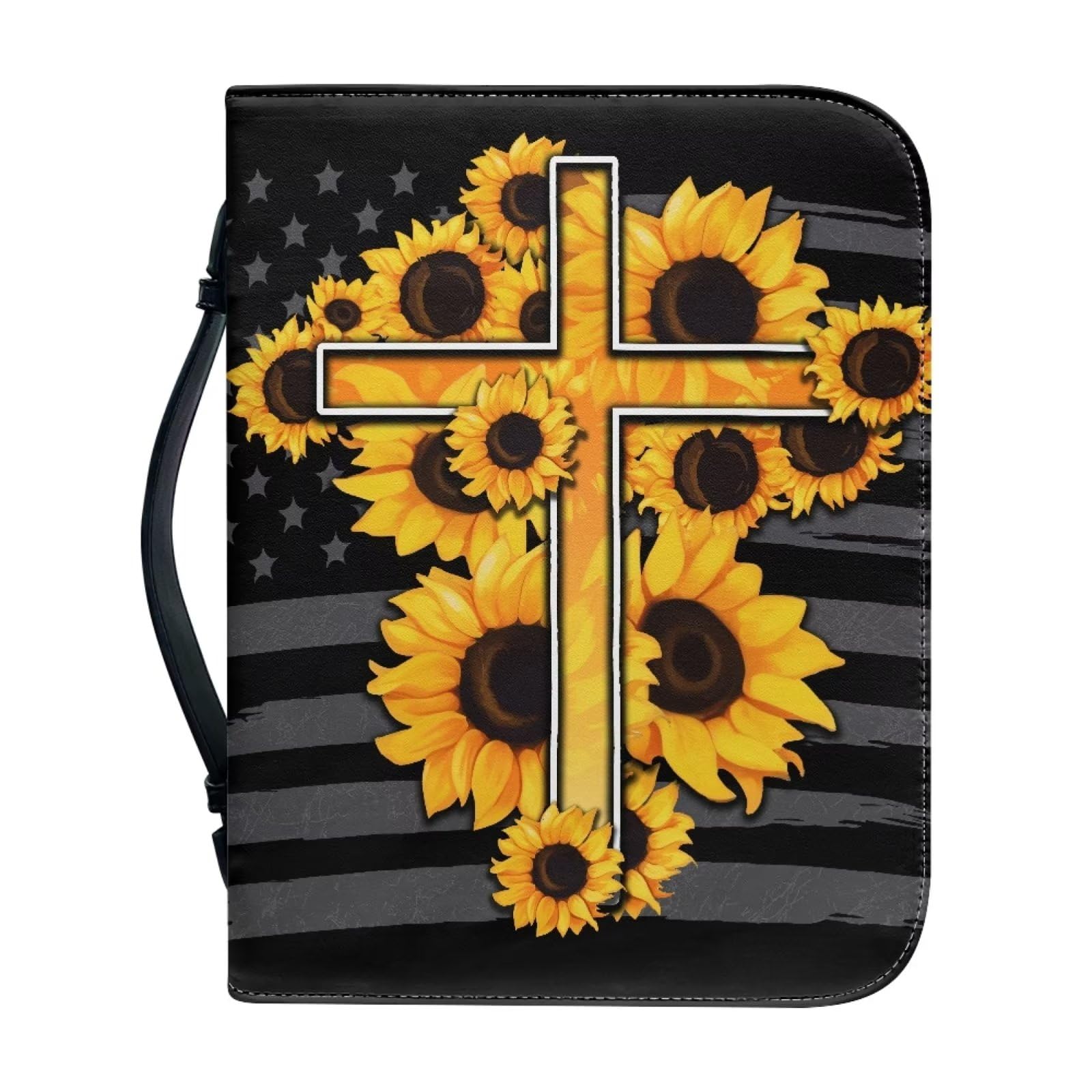 Classic Bible Cover PU Leather Carrying Book Case Church Bag Bible Protective with Handle Gift for Men Women Father Mother Friends
