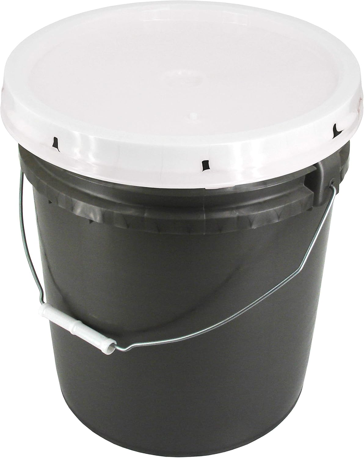 Grey 5 Gallon 90 mil Bucket with Snap On Lid (White)