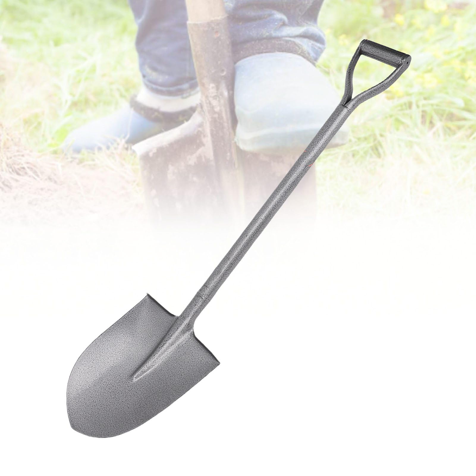 Jeffergarden Pala Pequeña Pala Totalmente Metálica para Excavar Jardinería Plantación para Acampar Punta Corta en D Acero MN 100 Cm