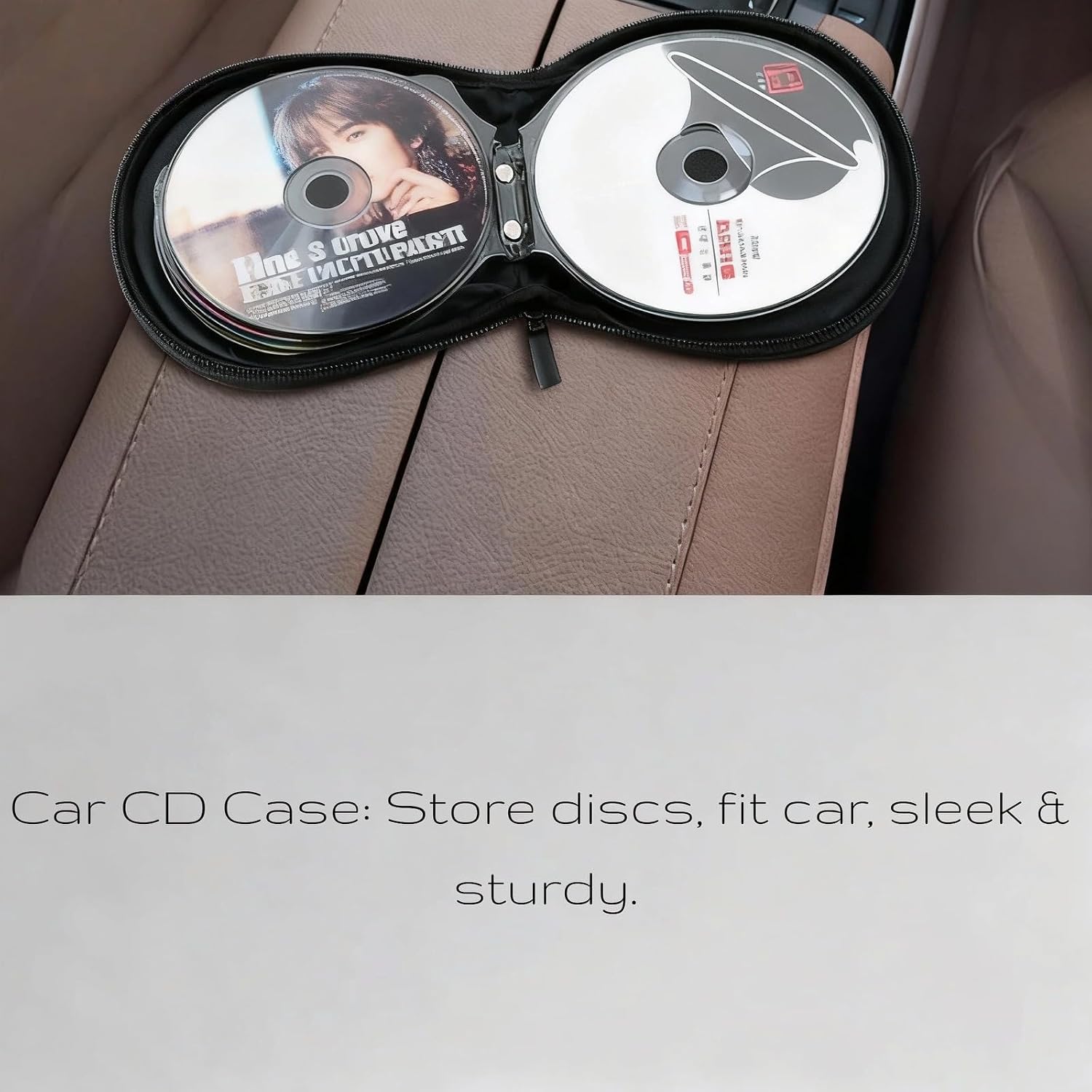 CD Case, 20 Capacity CD/DVD Case Holders Wallet Hard Plastic DVD Disc Cases Storage Binder with Portable zipper for Car Home Office Travel (Black)