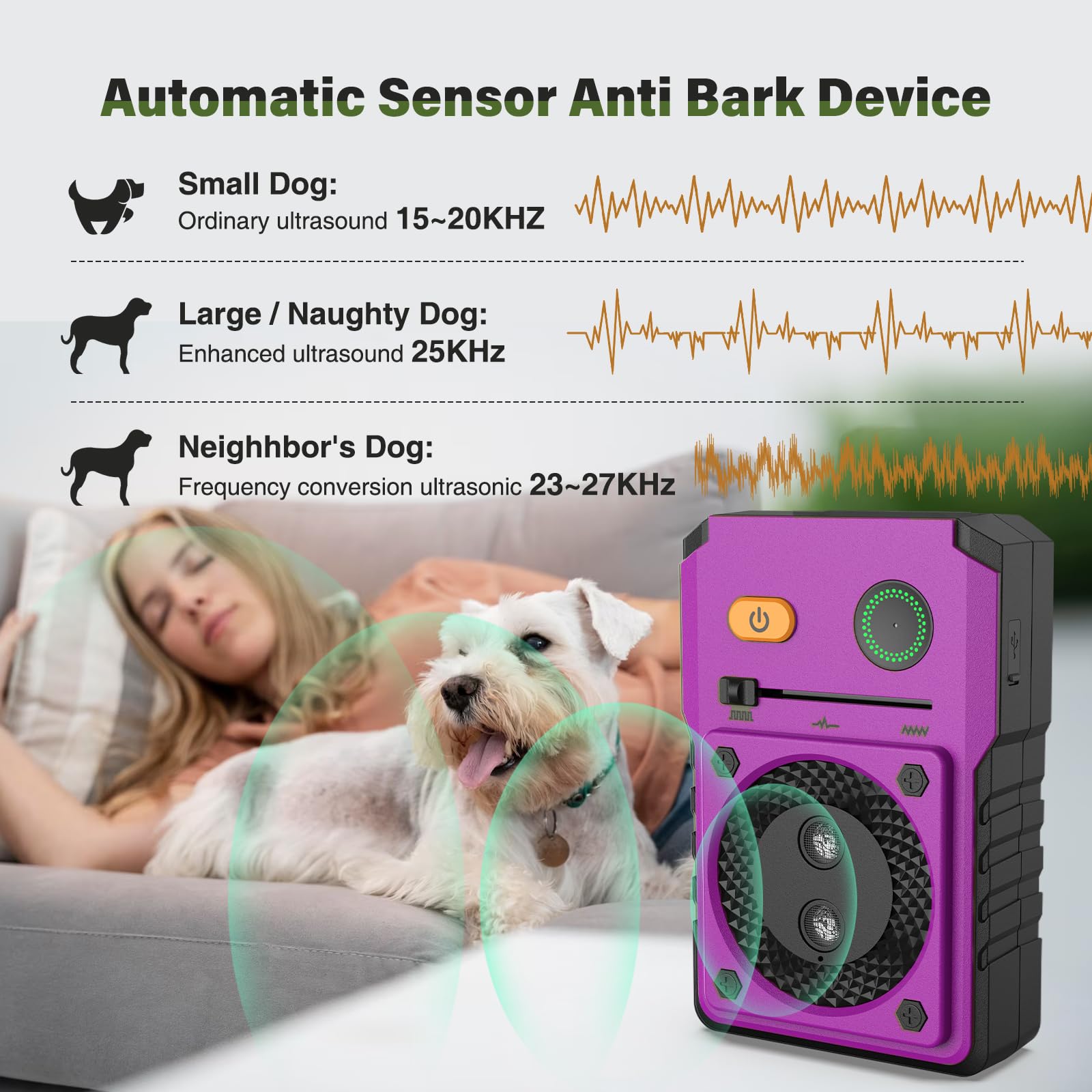 Anti Barking Device For Dogs, Ultrasonic Dog Barking Silencer With 3 Modes