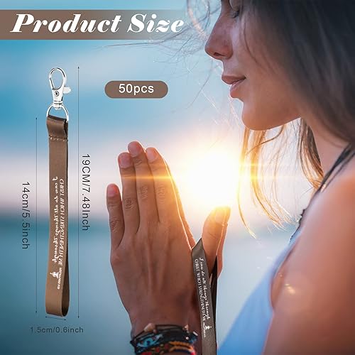 Miniatura 2 de Inbagi 50 llaveros cristianos de graduación cristiana, llavero religioso, versículo bíblico para fiesta cristiana (colores elegantes)