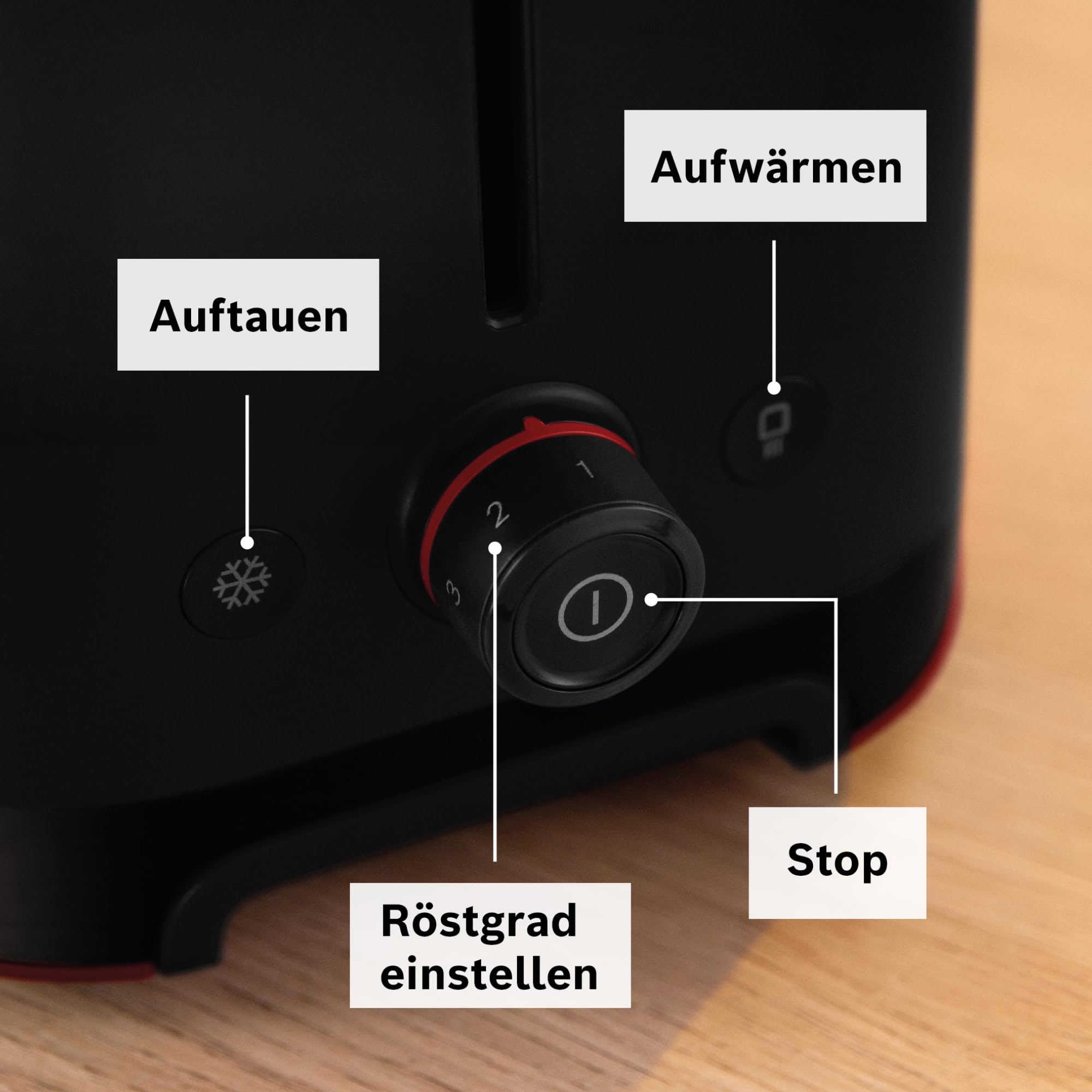 Bosch Kompakt Toaster MyMoment TAT3M123, entnehmbarer klappbarer Brötchenaufsatz, mit Auftaufunktion, Abschaltautomatik, Liftfunktion, Brotzentrierung, ideal für 2 Scheiben, 800 Watt, Schwarz matt
