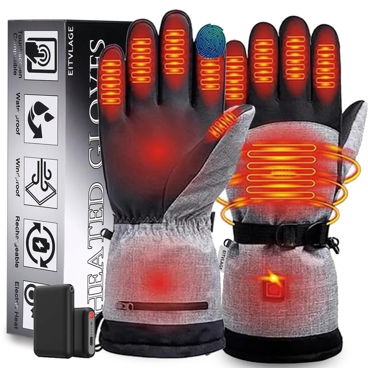 Heated Gloves for Men Women, Rechargeable Hand Warmer Gloves with Touchscreen, Waterproof Electric Heated Ski Gloves for Winter Outdoor Work Hunting Camping Snowboarding Hiking-image-35