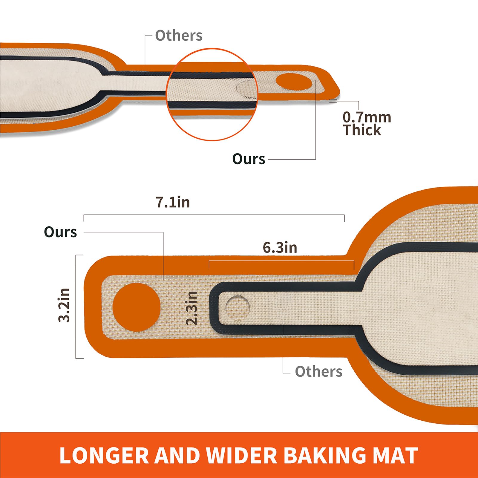 PLAPITATE Bandeja de silicona para horno holandés, antiadherente y fácil de limpiar, reutilizable, ovalada, para hornear, fácil de transferir pan de masa madre, juego de 2 naranjas