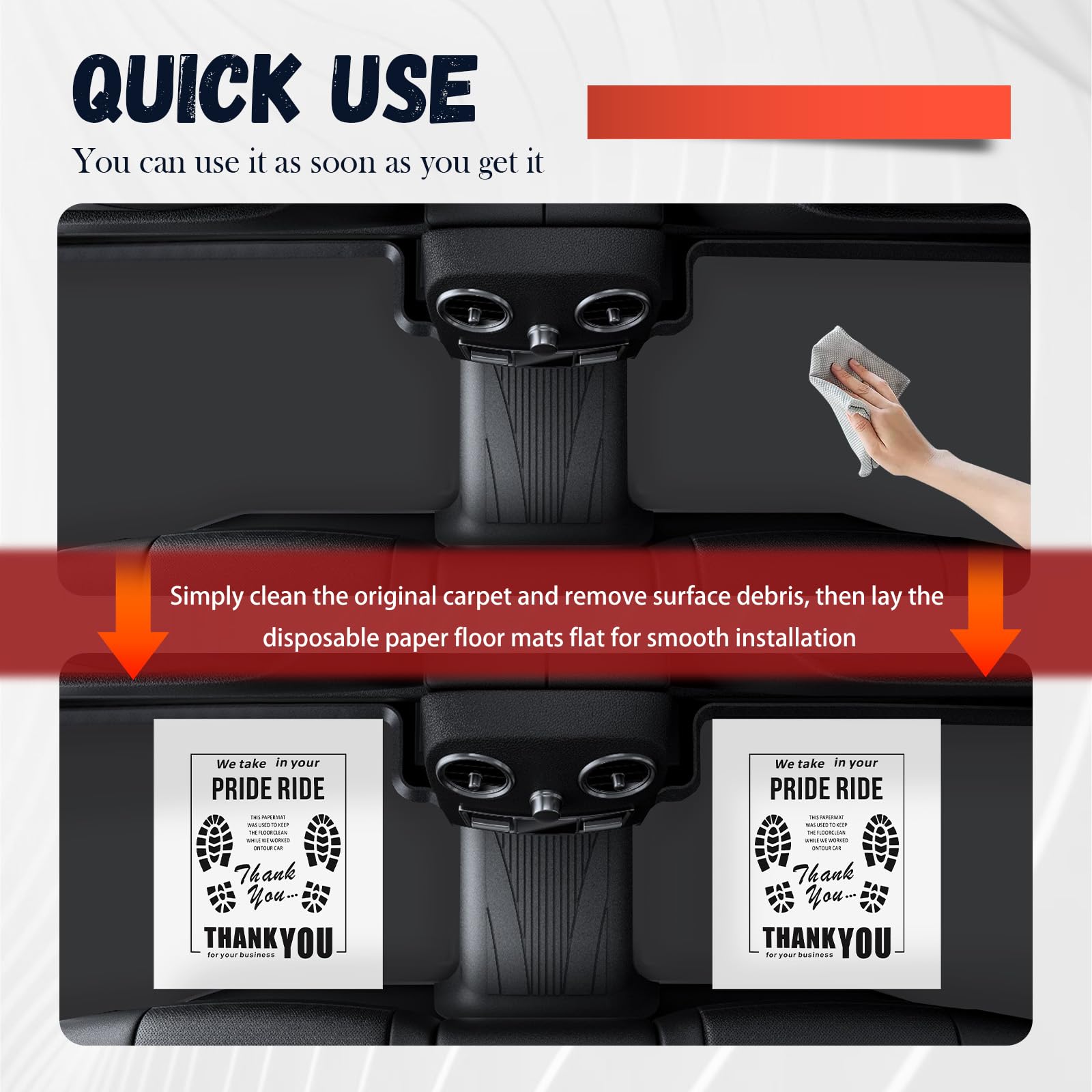 12PCS Paper Floor Mats for Cars Disposable Floor Mats for Cars Used to Protecting Original Carpet from Soil — view 6