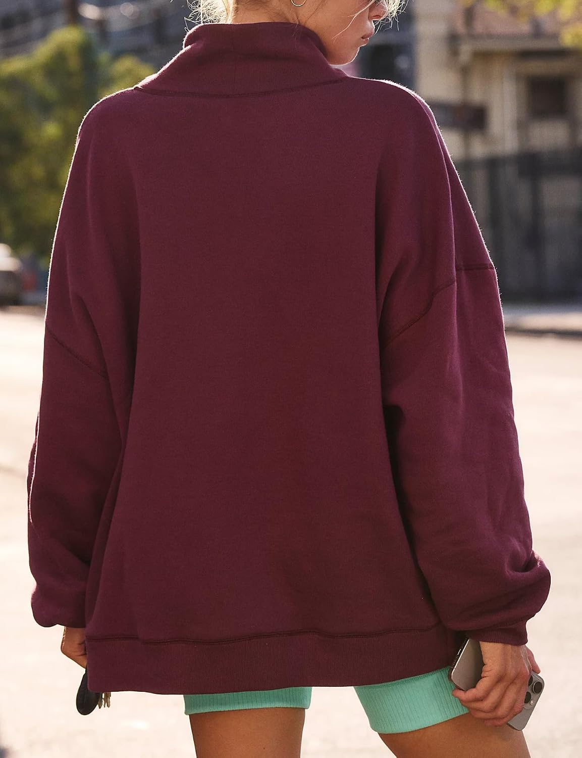 Womens Oversized Sweatshirts Mockneck Sweatshirt Turtleneck Loose Fit Drop Shoulder Long Sleeve Pullover Tops