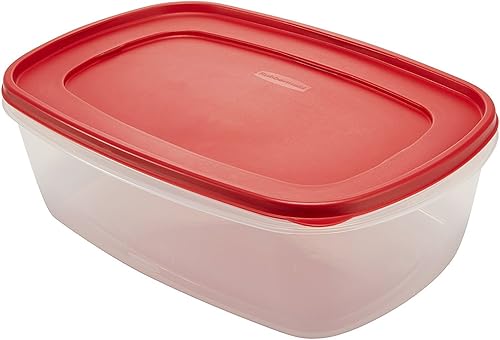 Miniatura 4 de Rubbermaid 071691405382 alimento, paquete de 2, transparente con tapa roja