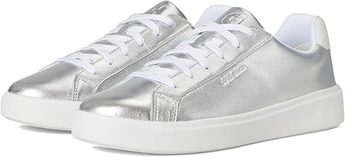 Cole Haan Women's Grand Crosscourt Daily Sneakers, Silver Metallic/White, 7.5-B 
