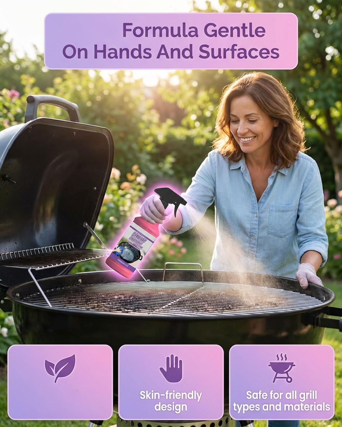 Heavy Duty Bbq Grill Degreaser, spray sgrassante ad azione rapida ad alte prestazioni, potente detergente per griglie bruciate e residui di cibo per griglie, forni, padelle, acciaio inox (3 pezzi)