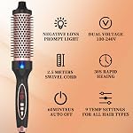Curling Iron Thermal Brush 1.5 Inch Global Voltage Travel-Friendly with Digital Display Temperature Ceramic Tourmaline Ionic Quick Heated Round Bush Suitable for Medium and Long Hair