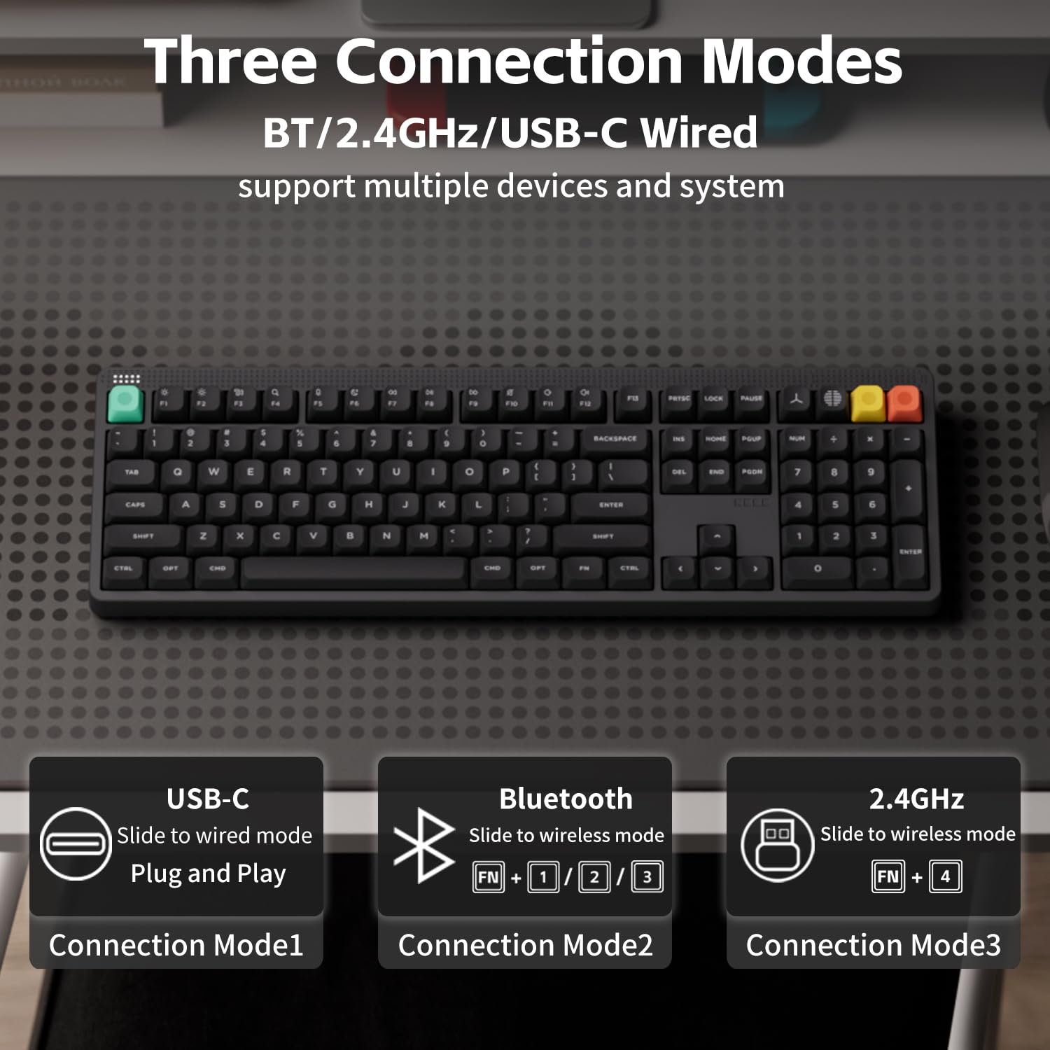 nuphy Teclado mecánico inalámbrico Node100, teclado Bluetooth personalizado intercambiable en caliente, 109 teclas, teclados para juegos de computadora, soporta gestos táctiles, teclas PBT